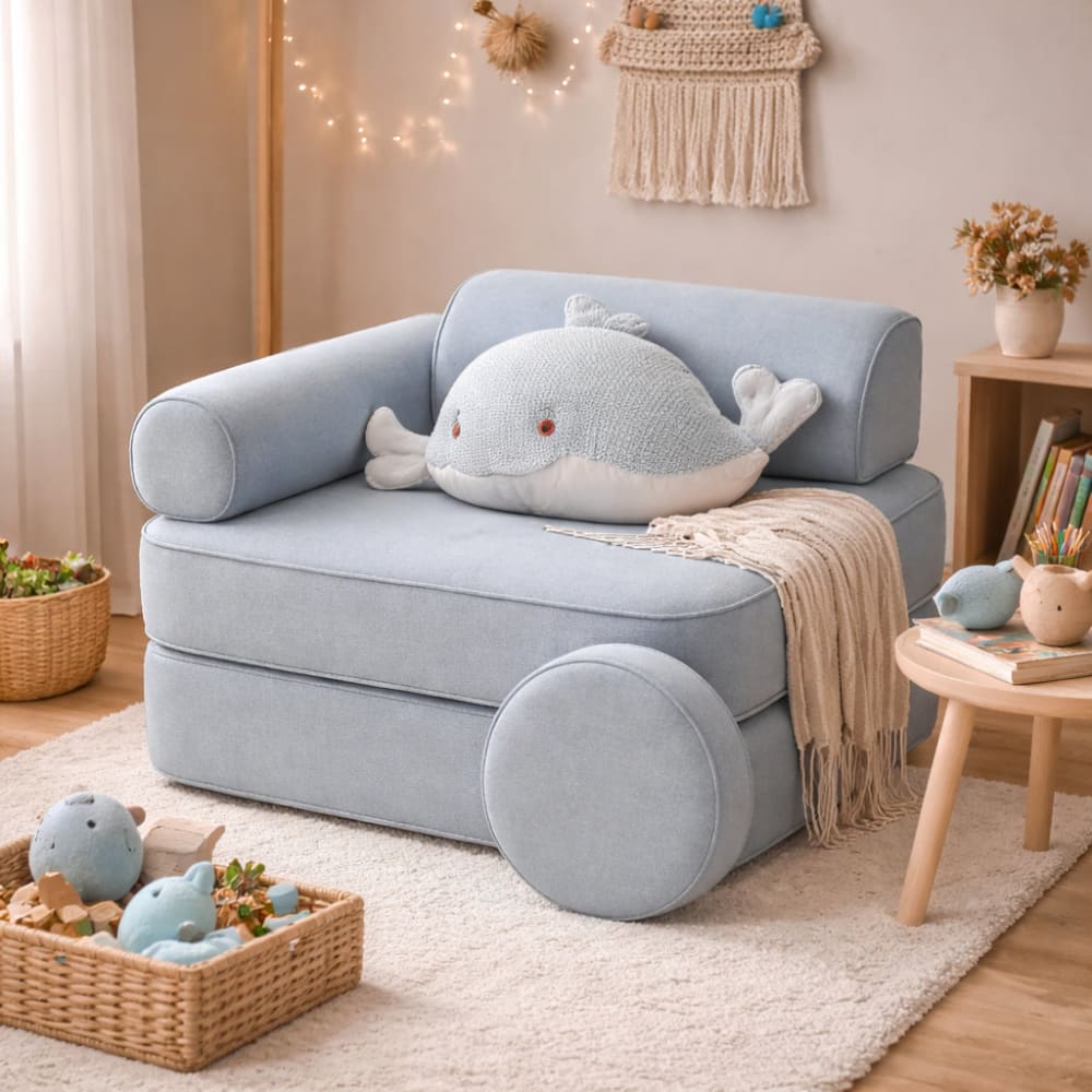 Modulares Mini-Kindersofa aus Schaumstoff, blau - Maisons Du
