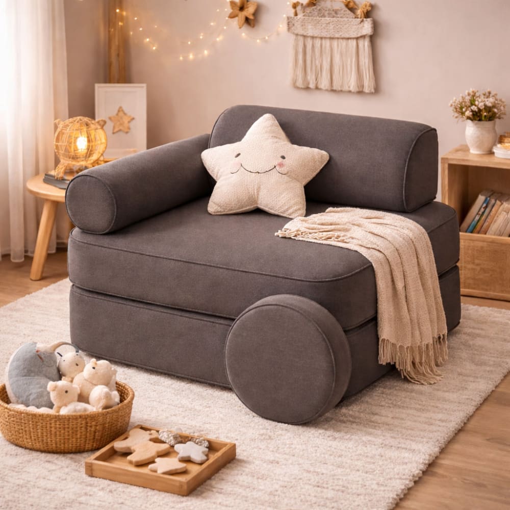 Modulares Mini-Kindersofa aus Schaumstoff, braun - Maisons Du