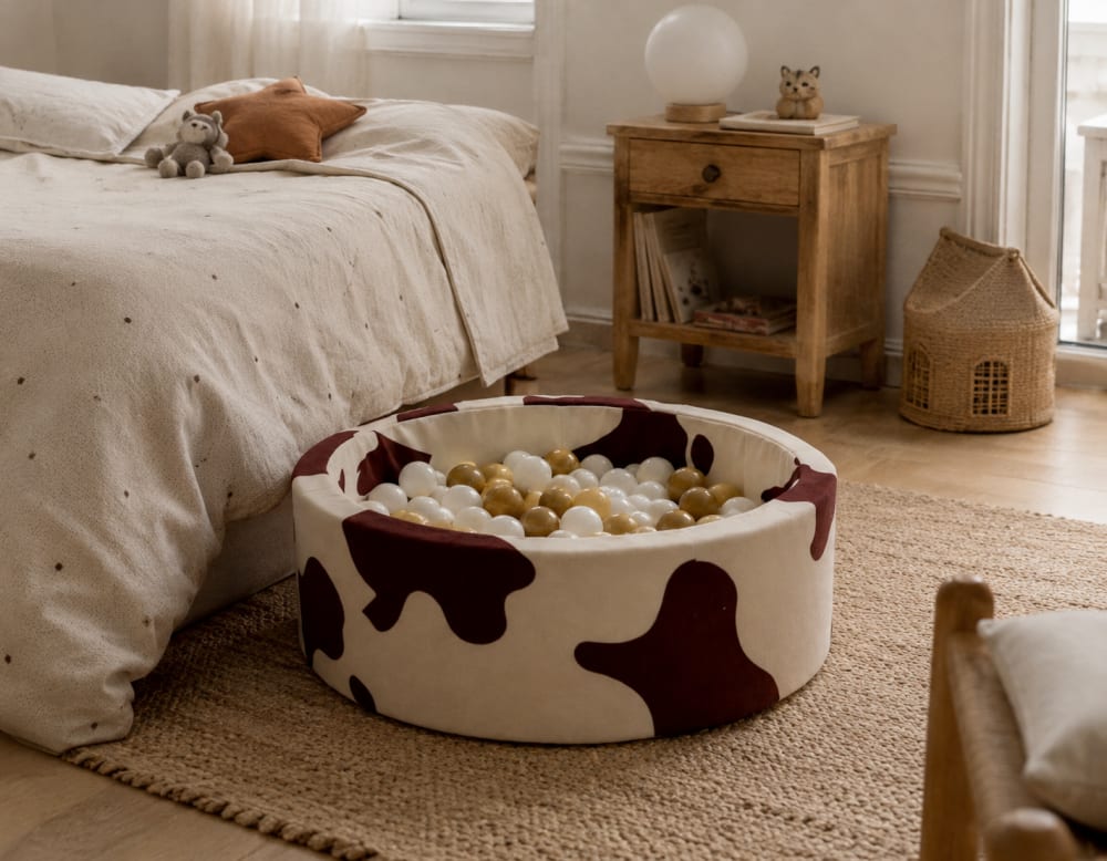 Piscine à balles enfant velours premium (Bees & Blooms) - Image 1