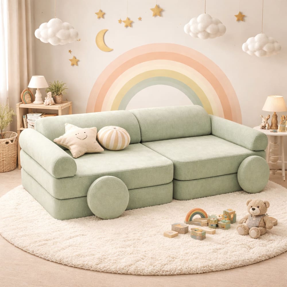 Canapé modulable enfant en mousse vert