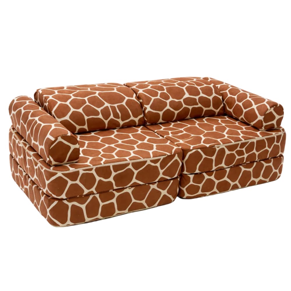 Canapé enfant modulable 120 cm en mousse, motif girafe