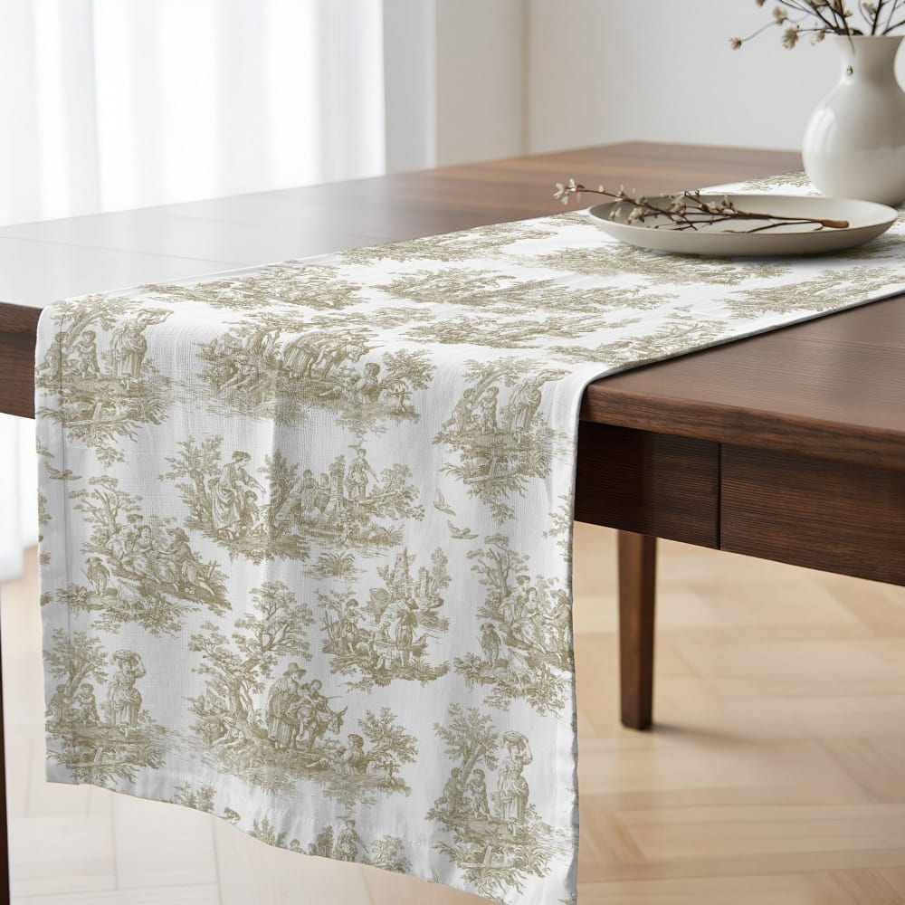 Chemin de table 100 % coton beige 50x150 cm