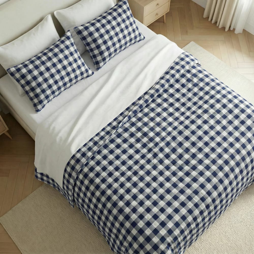 Bedruckte, extra weiche Tagesdecke Marineblau 235x270 cm -