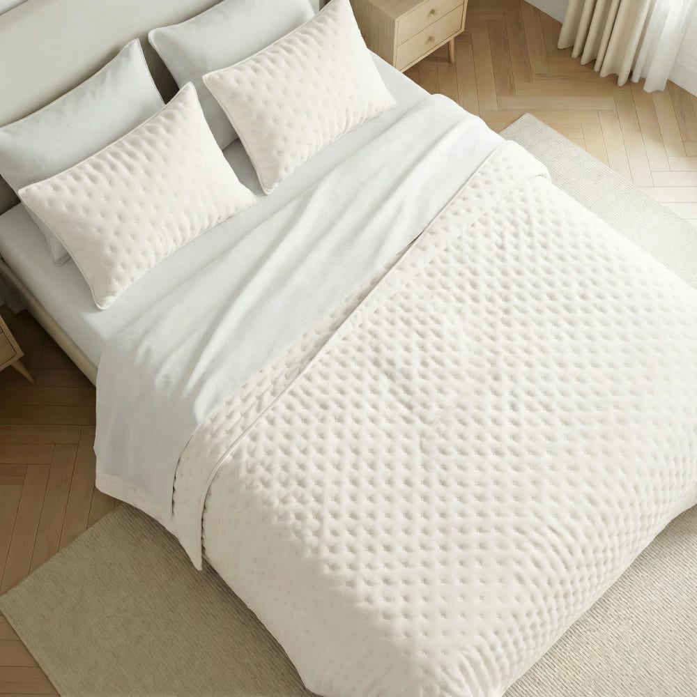 Couvre-lit uni matelassé extra doux écru 235x270 cm Couvre-lit uni matelassé extra doux écru 235x270 cm