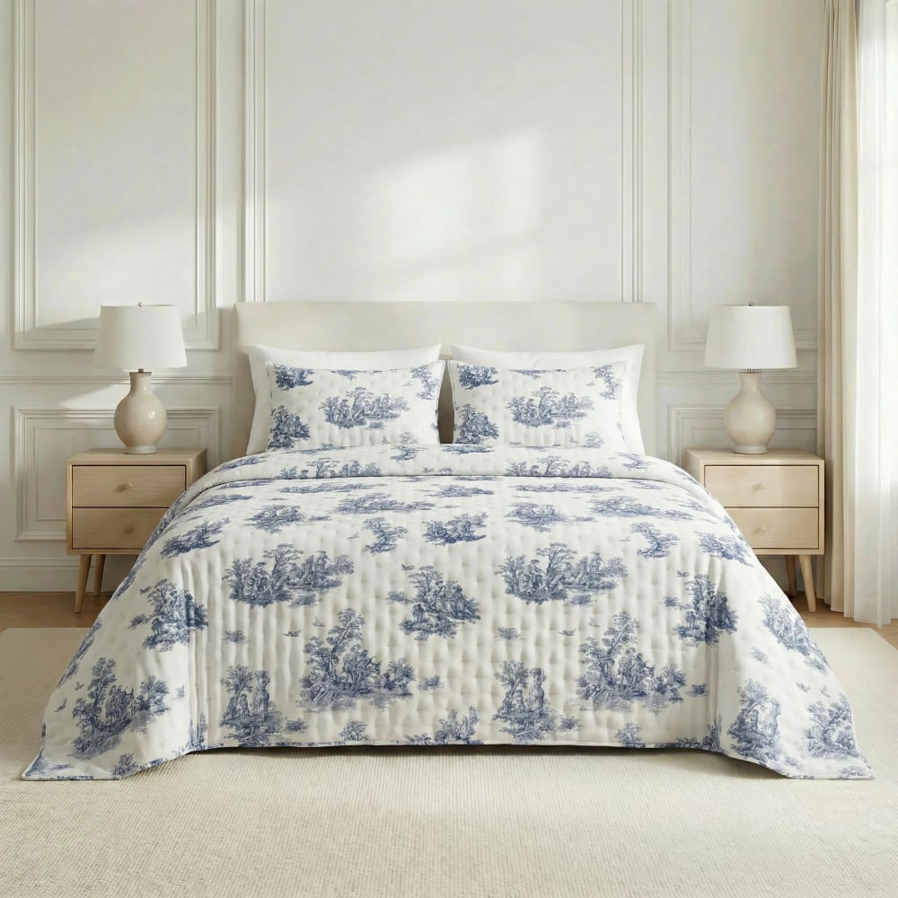 Couvre-lit imprimé extra doux bleu 180x270 cm