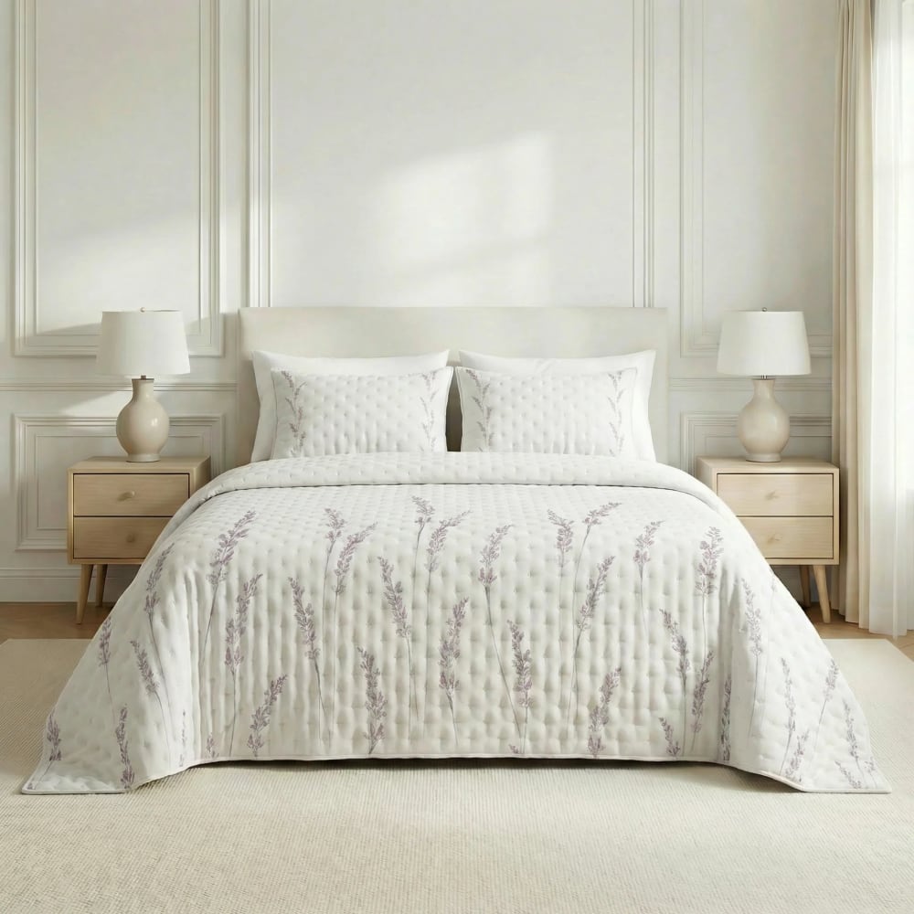 Bedruckte, extra weiche Tagesdecke Mauve 280x270 cm - Maisons Du