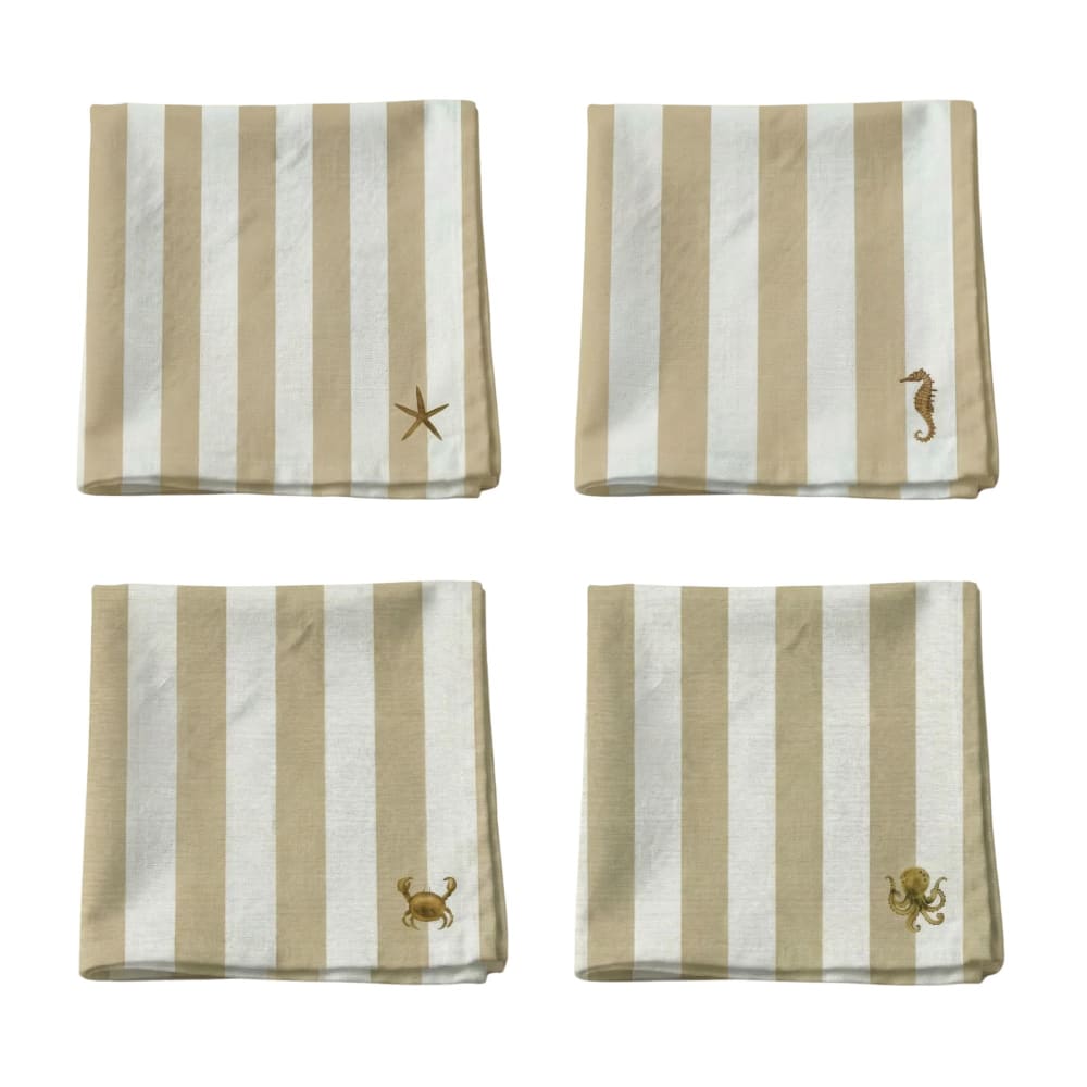 Serviettes 100 % coton (x4) jaune 43x43 cm