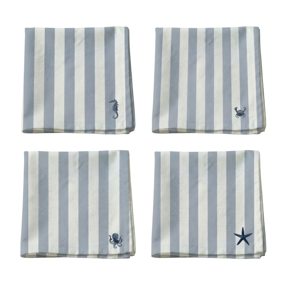 Serviettes 100 % coton (x4) bleu 43x43 cm