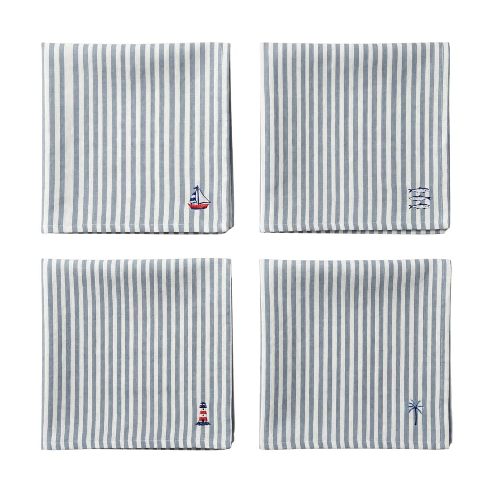 Serviettes 100 % coton (x4) bleu 43x43 cm