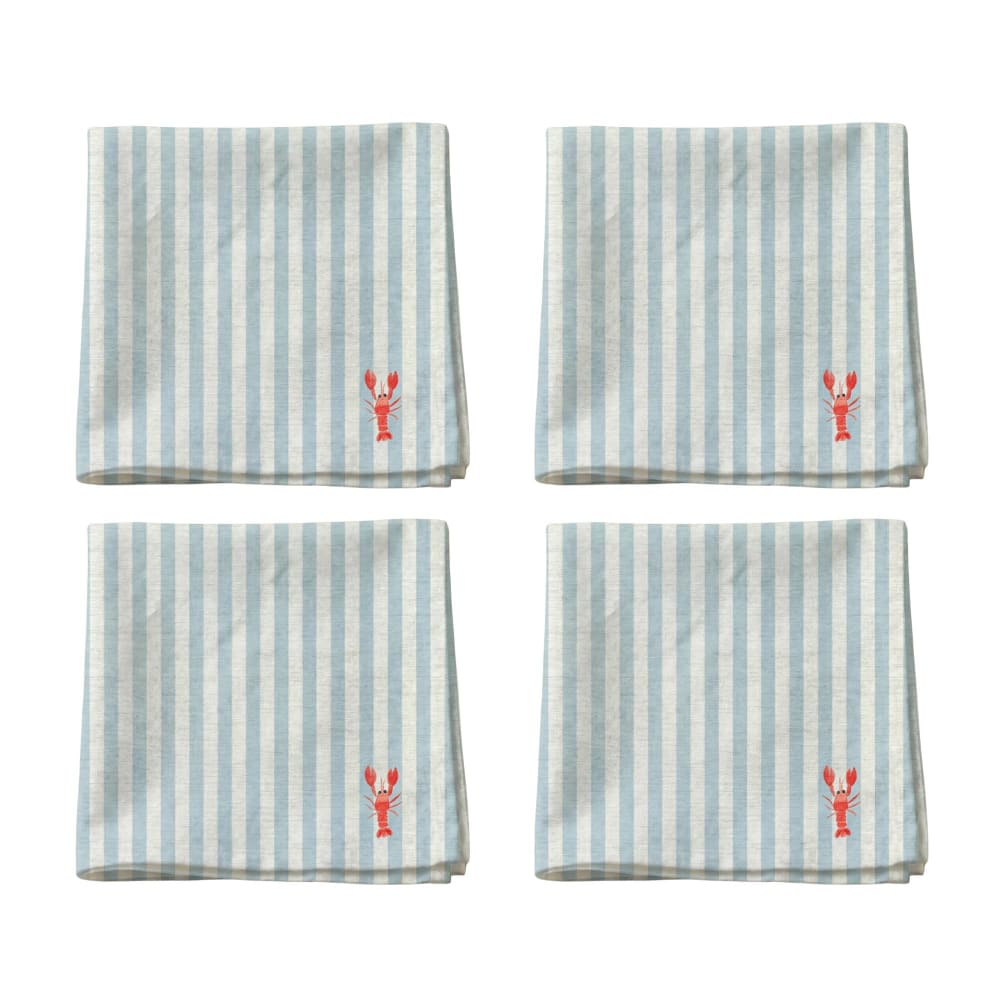 Serviettes 100 % coton (x4) bleu et blanc 43x43 cm