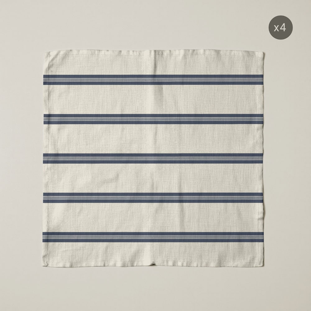 Servietten aus 100 % Baumwolle (x4) Beige und Blau 43x43 cm -