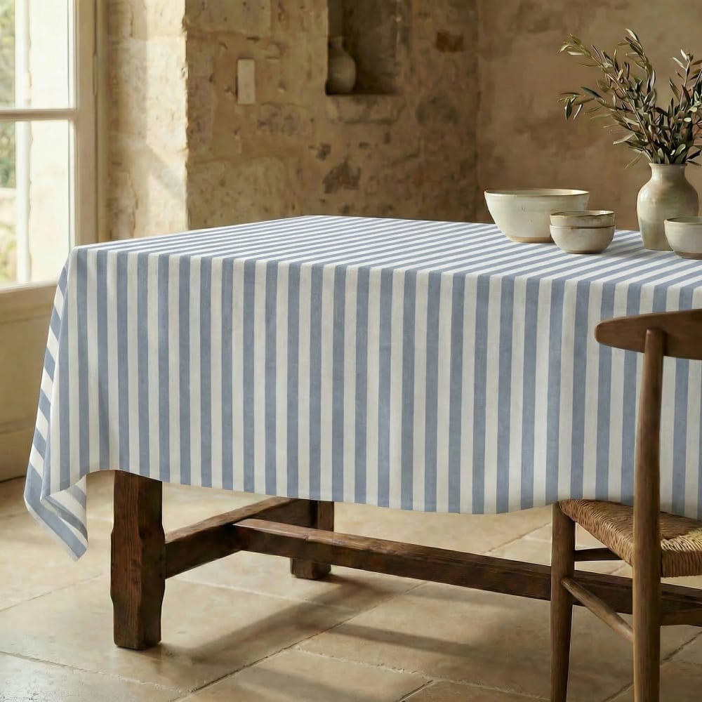 Antifleck-Tischdecke aus 100 % Baumwolle Blau 300x155 cm -
