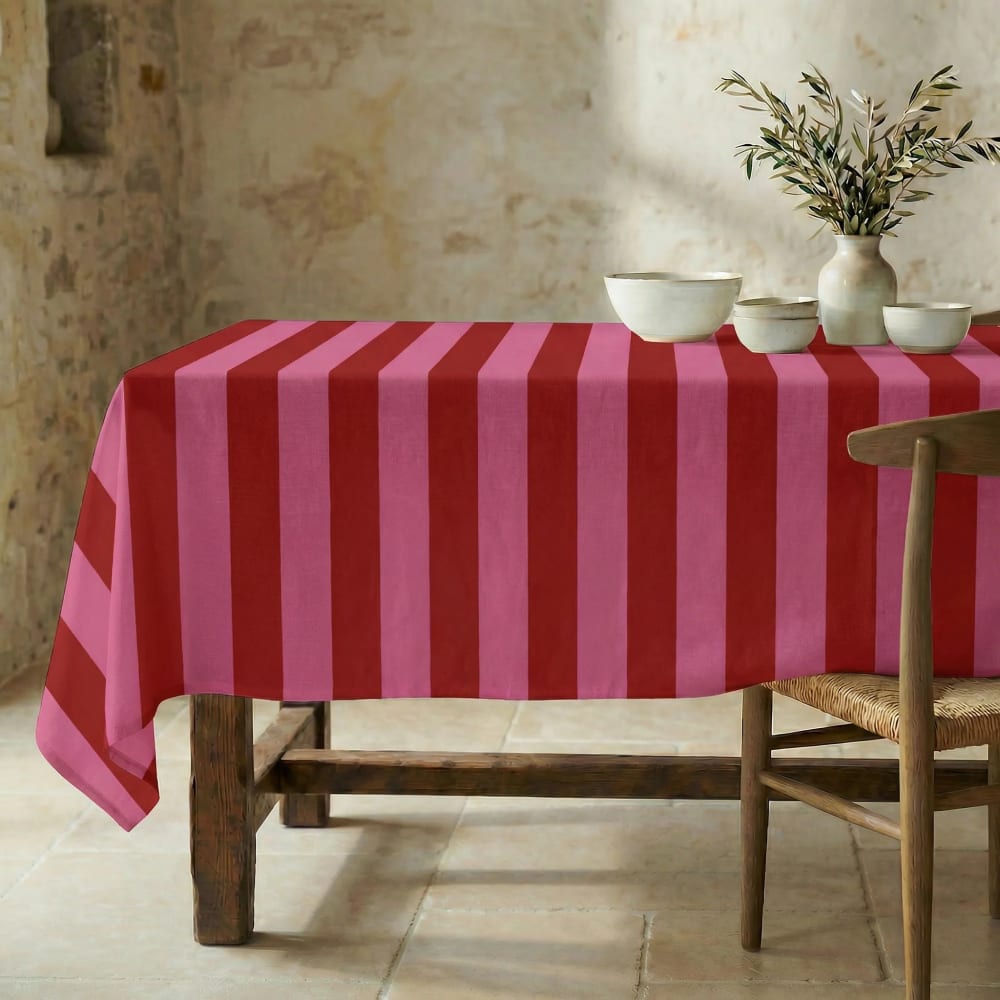 Antifleck-Tischdecke aus 100 % Baumwolle Rot und Fuchsia 155x155