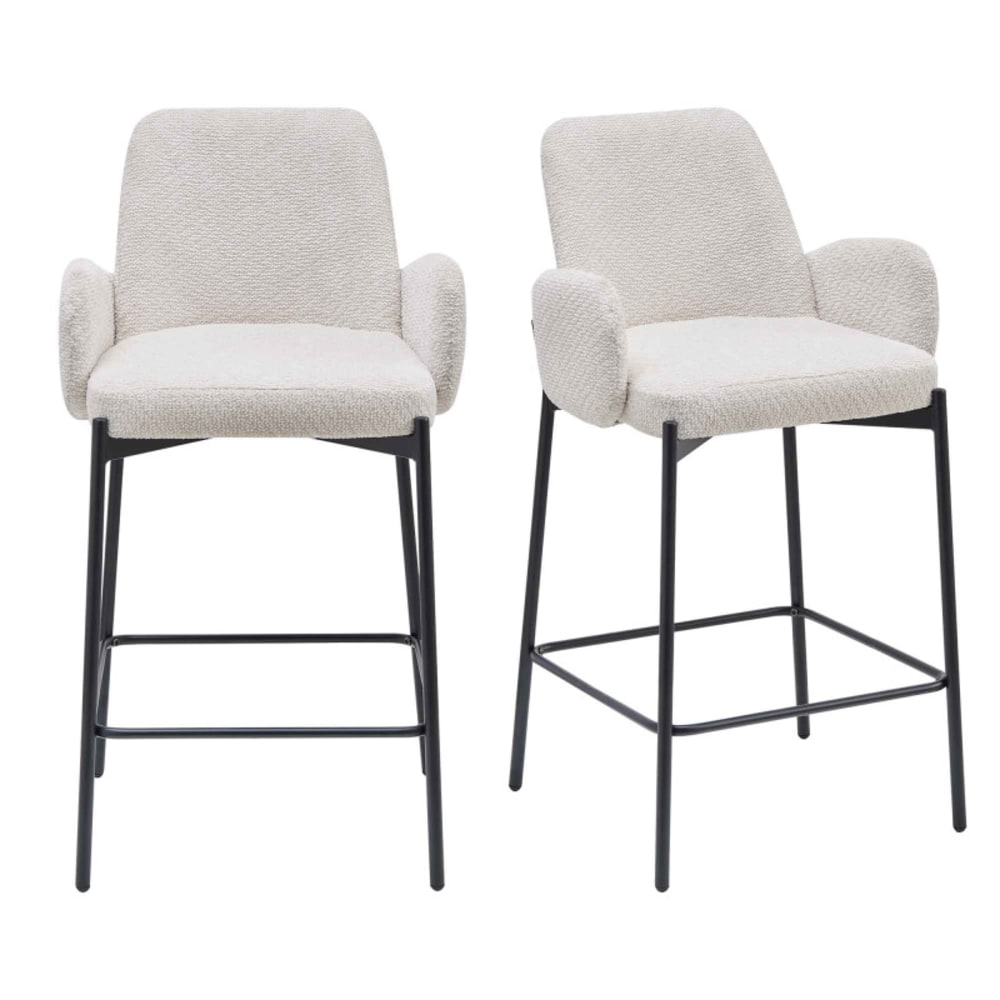 Moloo Ikon Barhocker aus Stoff, Farbe Leinen (x2) style modern Beige Öko-Tex Zertifikat Stoff