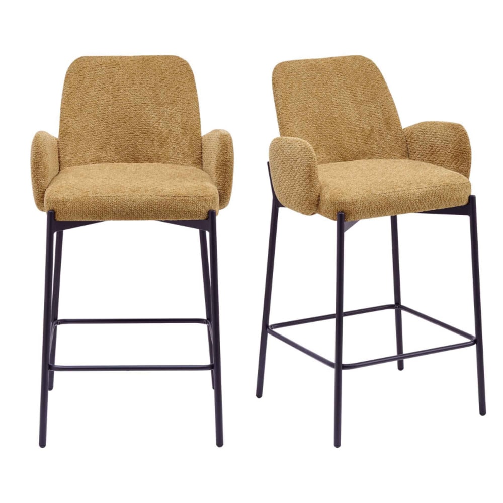 Moloo Ikon Barhocker aus ockerfarbenem Stoff (x2) style modern Gelb Öko-Tex Zertifikat Stoff