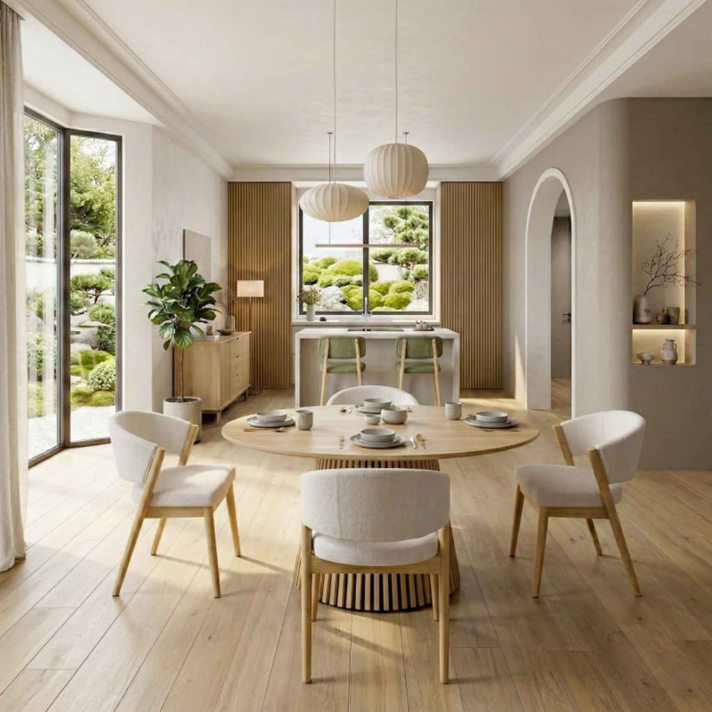 Stuhl aus Naturholz und Trendy Ecru Stoff (2x) - Maisons Du Monde