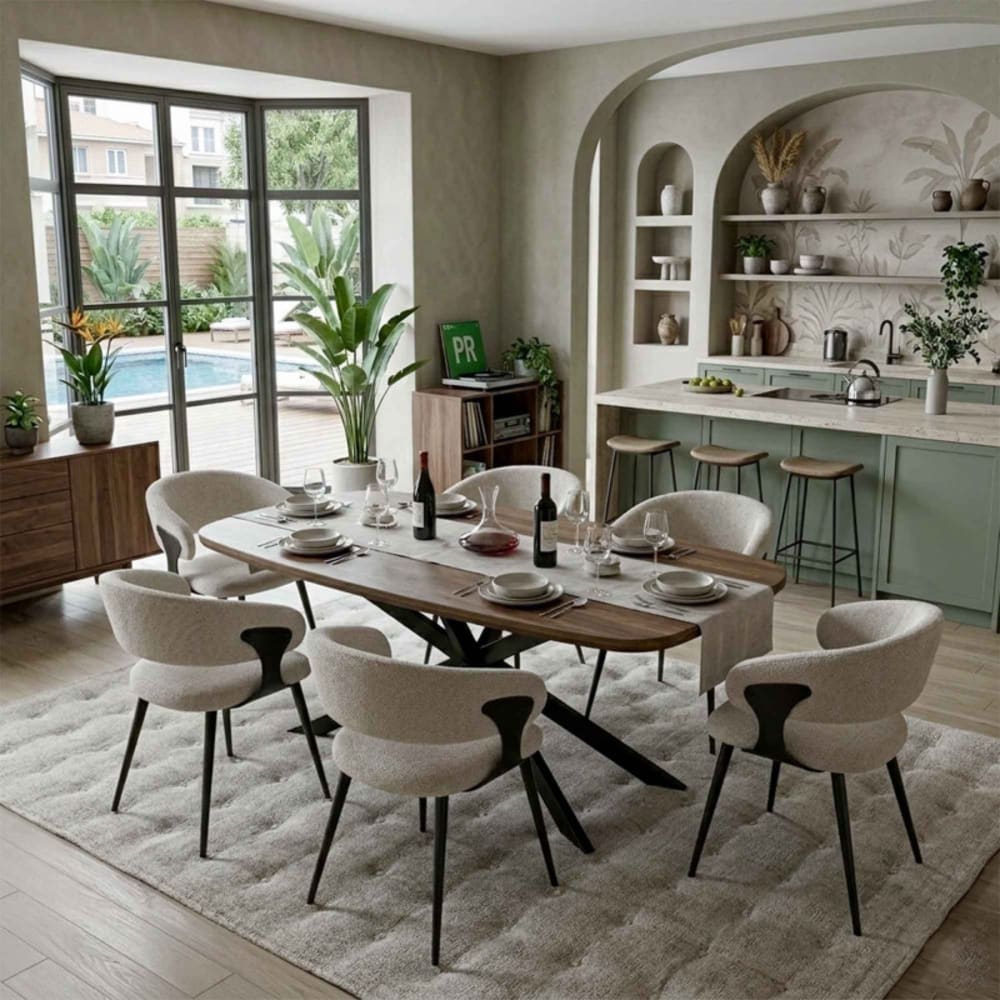 Luxury Esszimmerstuhl aus graubeigem Stoff (x2) - Maisons Du