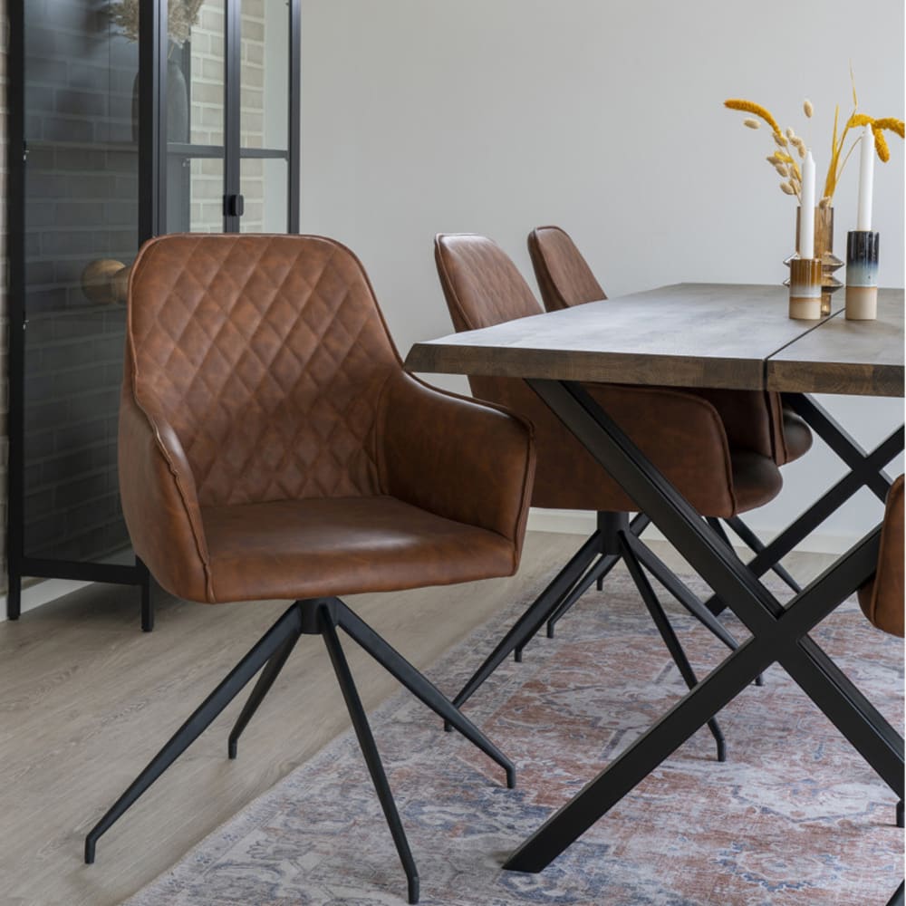 Chaise pivotante 360° en pu vintage marron