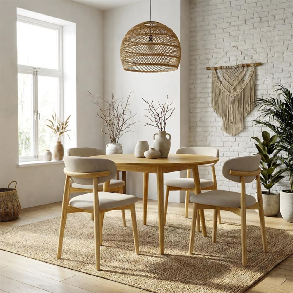 Stuhl aus massivem Ash und Glory Greige-Stoff (2x) - Maisons Du