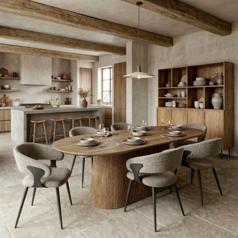 Luxuy Esszimmerstuhl aus taupefarbenem Stoff (x2) - Maisons Du