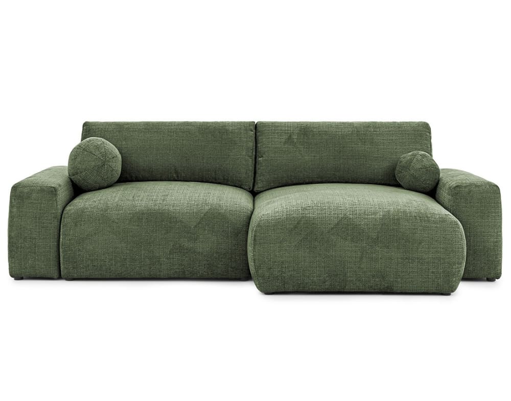 Canapé d'angle réversible convertible 4 places en velours texturé vert