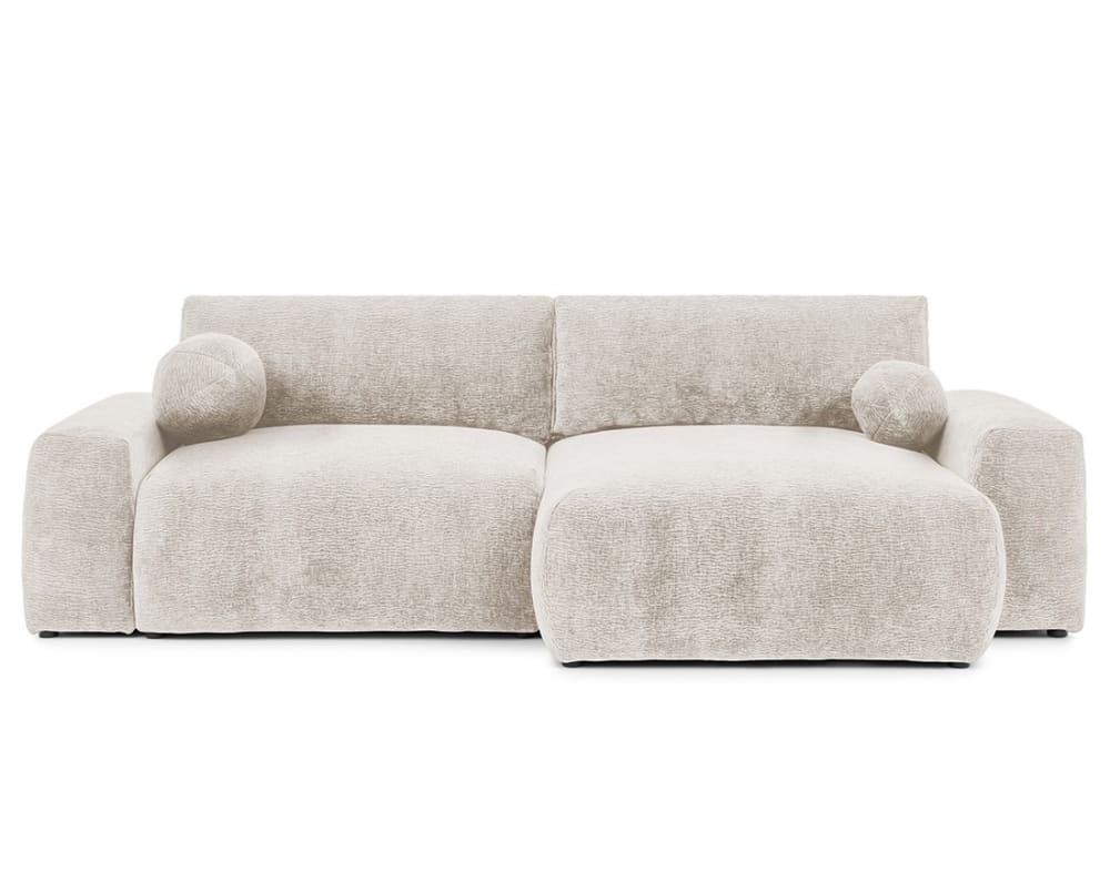 Canapé d'angle réversible convertible 4 places en velours relief beige