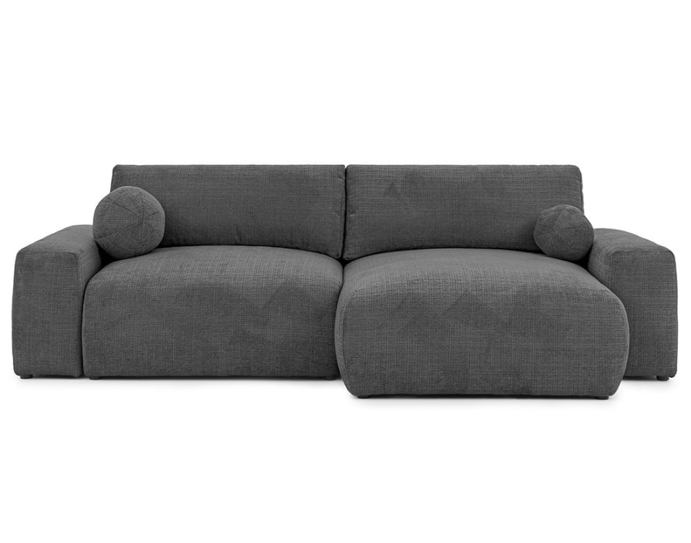 Canapé d'angle réversible convertible 4 places en velours texturé gris