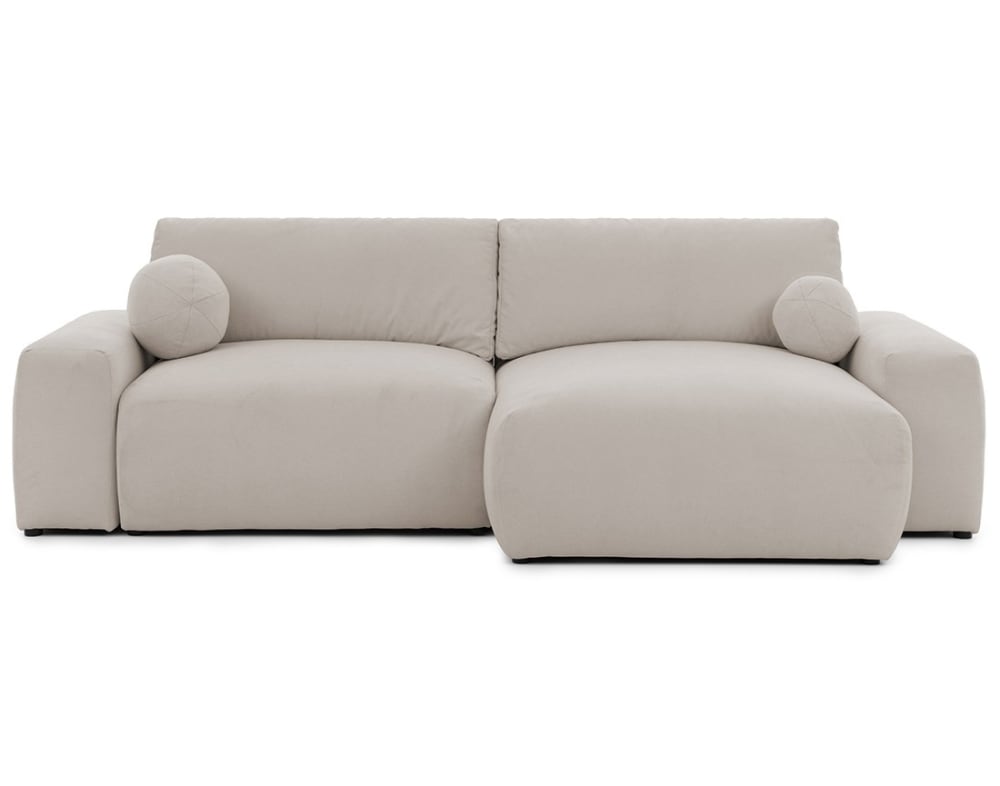 Canapé d'angle réversible convertible 4 places en tissu beige