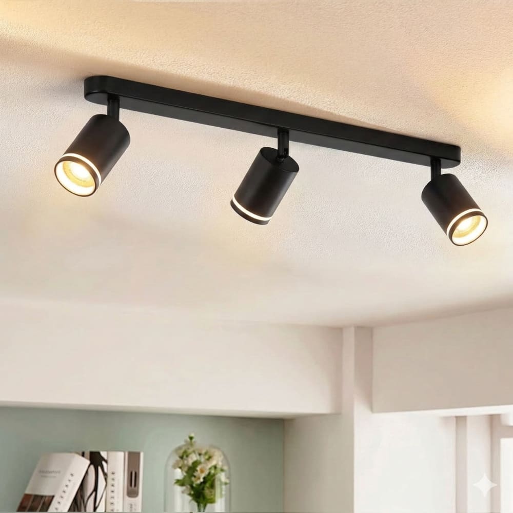 Elmar - spot de plafond en métal, noir, l 60 cm, gu10 — vue 3