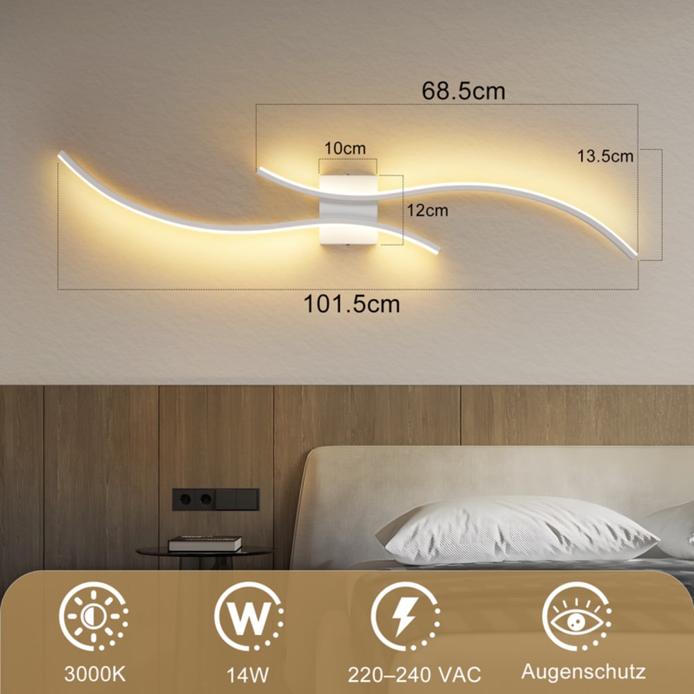 Lepore - applique murale led en métal, blanc, l 102 cm — vue 4