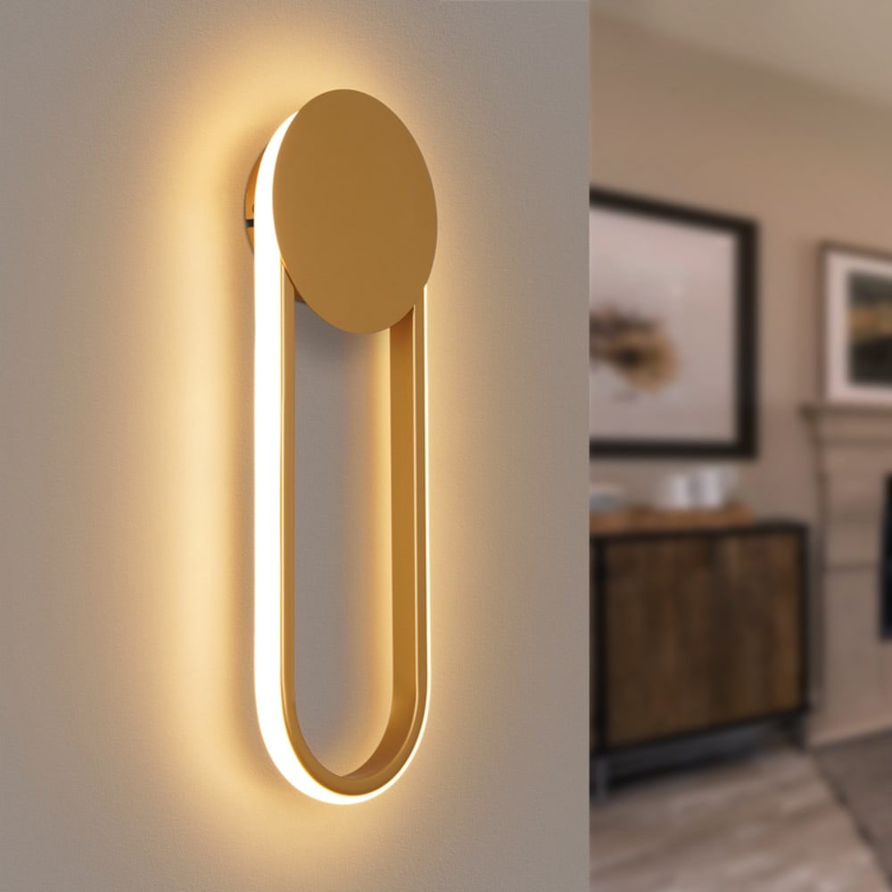 Henson - applique murale led en métal, doré, l 42 cm — vue 3