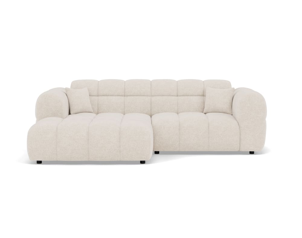 Canapé d'angle gauche 4 places en tissu texturé beige