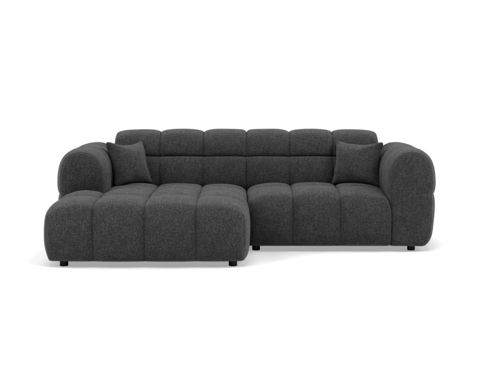 Canapé d'angle gauche 4 places en tissu texturé gris anthracite