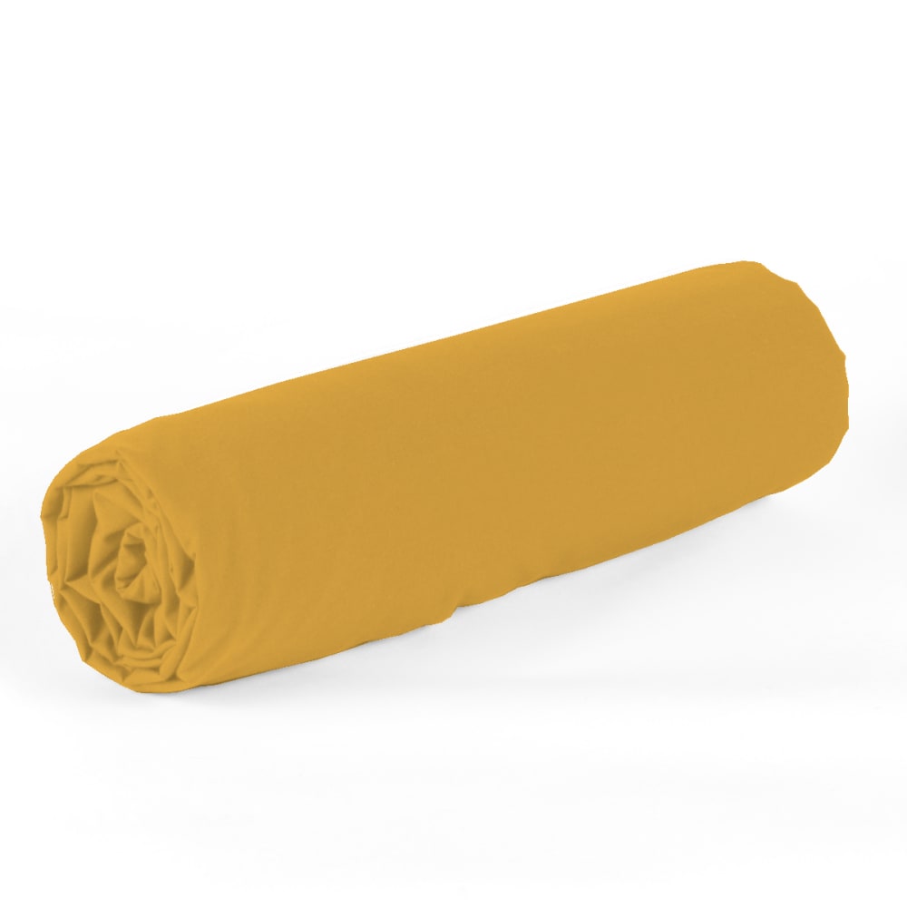 Drap-housses percale de coton jaune moutarde 140x190 cm — vue 3