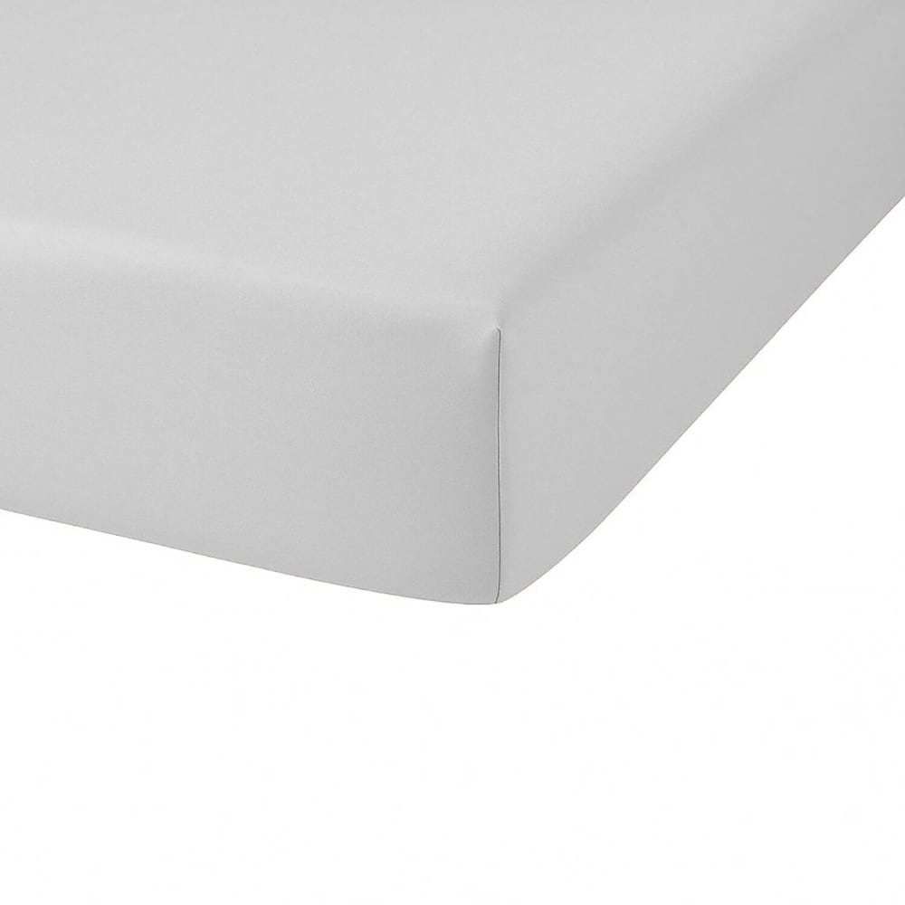 Drap housse percale de coton gris clair 90x190 cm