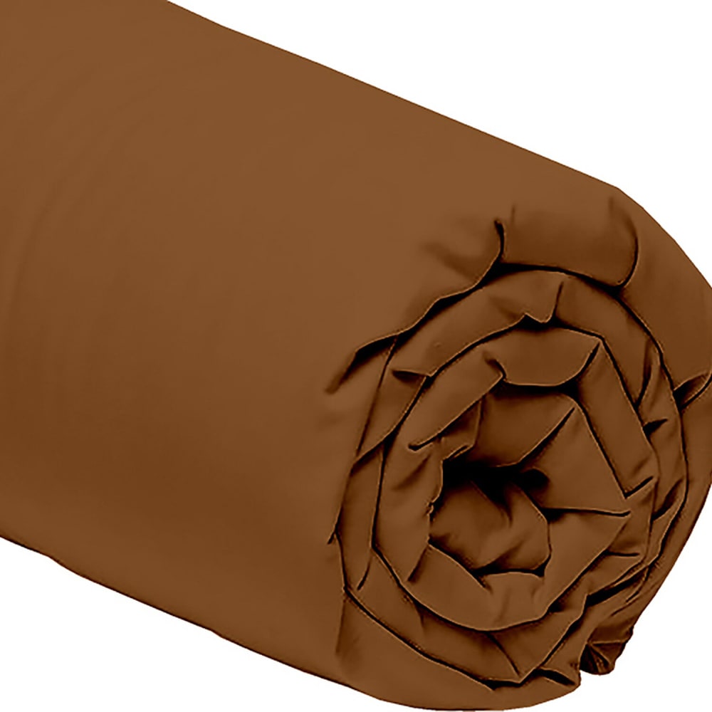 Drap housse percale de coton orange ocre 140x190 cm — vue 4