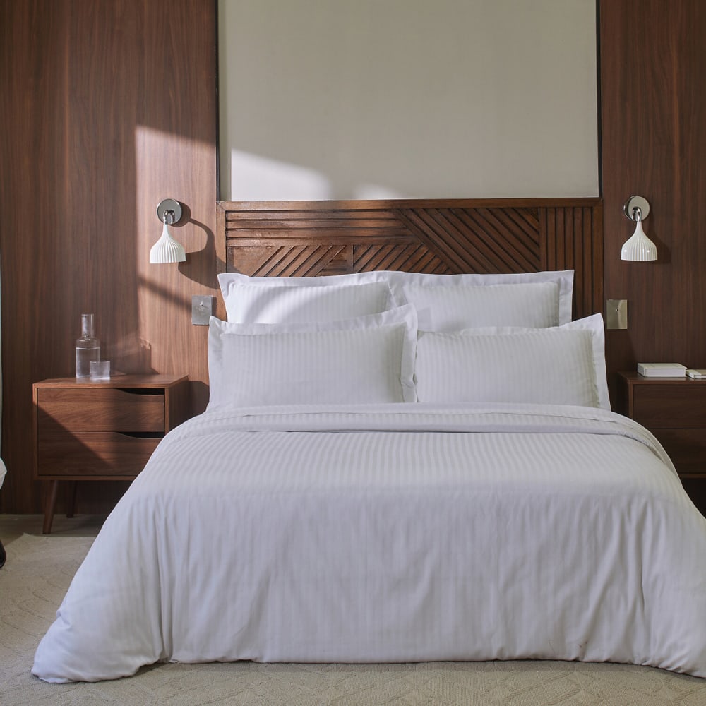 Housse de couette satin de coton uni blanc 260x240 cm — vue 3