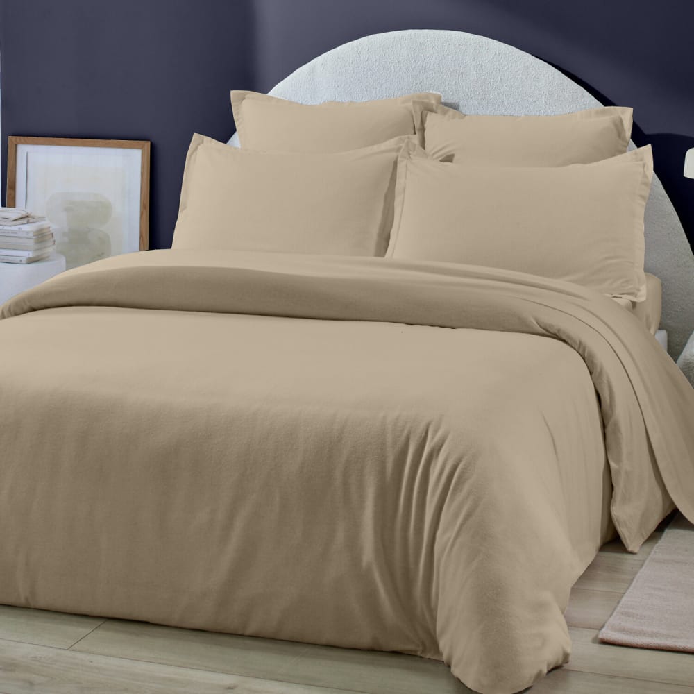 Housse de couette flanelle de coton beige 260x240 cm — vue 3