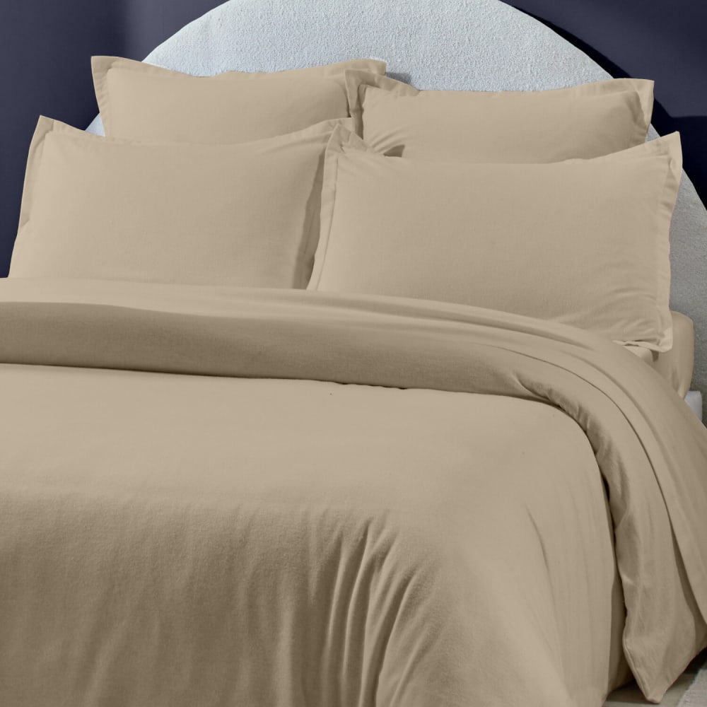 Housse de couette flanelle de coton beige 260x240 cm — vue 4