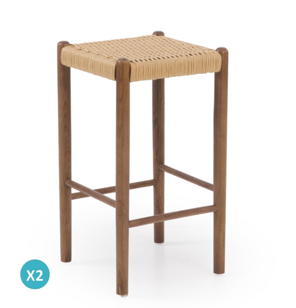 Lot de 2 tabourets en - bois assise