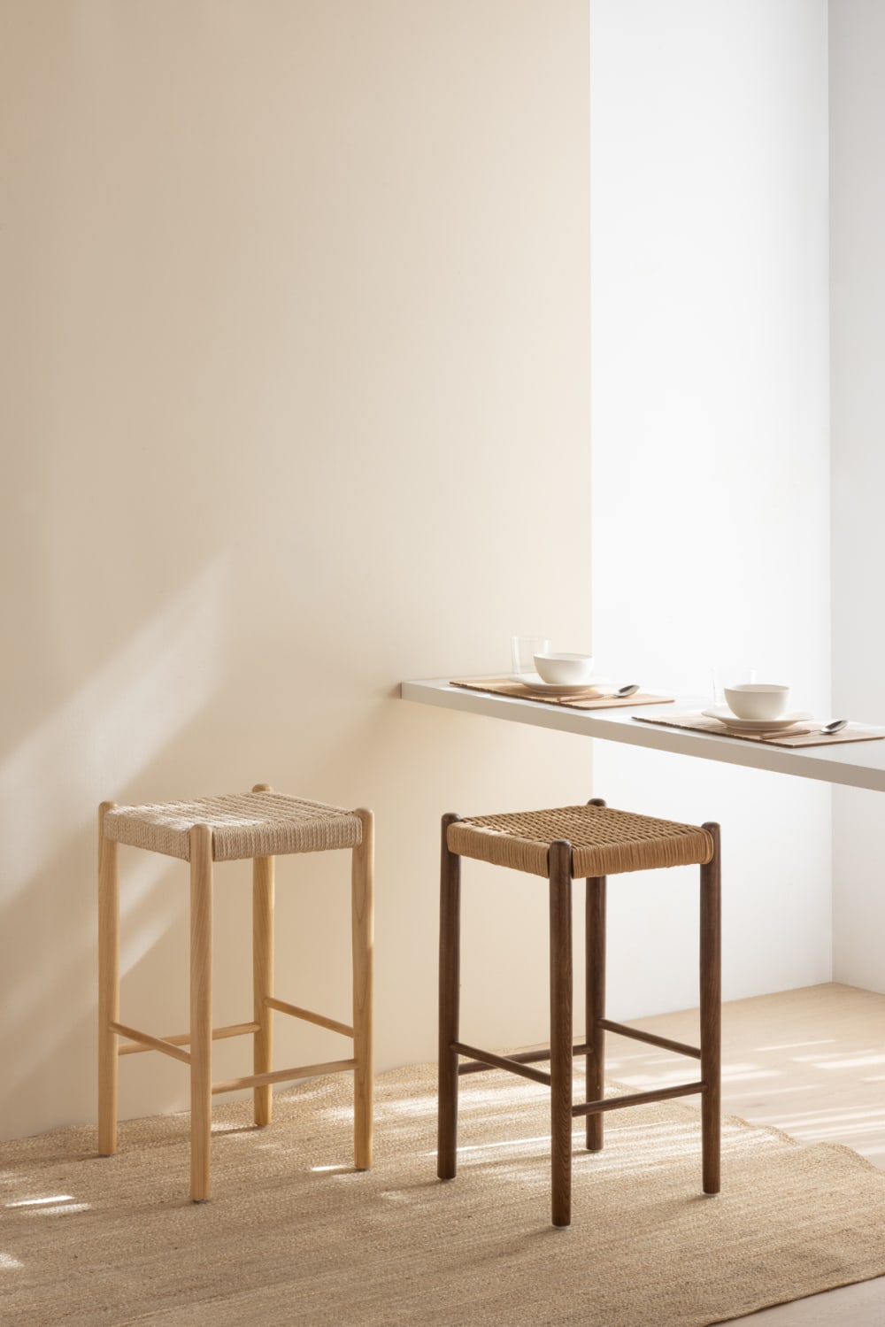 2er-Set Hocker aus naturbelassenem Eschenholz - Maisons Du Monde