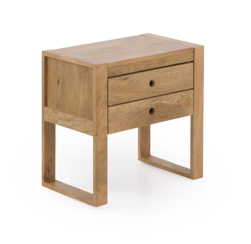 Table de chevet à 1 tiroir en bois massif de manguier