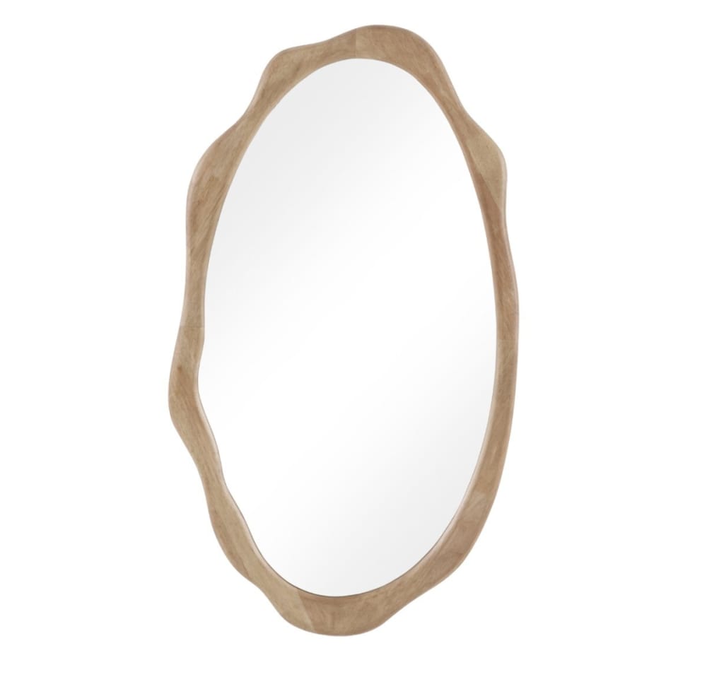 Miroir de forme irrégulière 74x130 avec cadre en bois d'hévéa