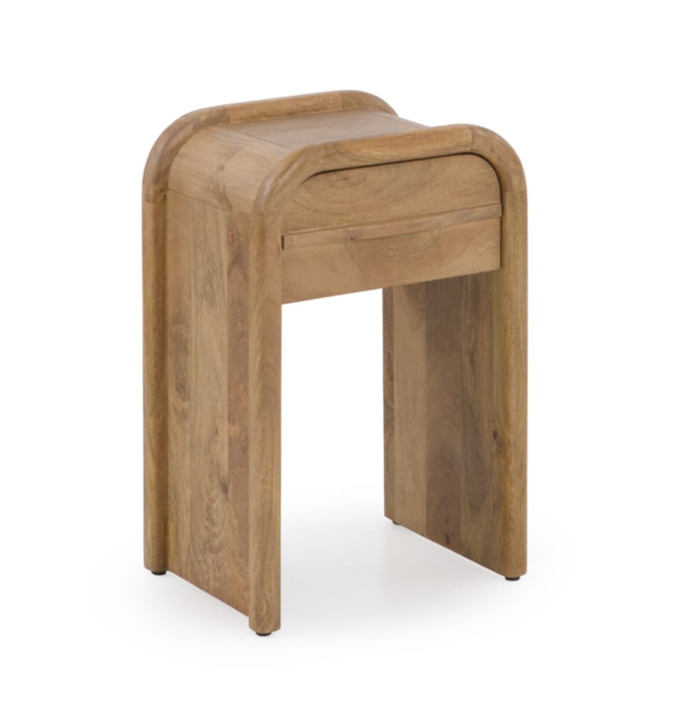 Table de chevet à 1 tiroir en bois massif de manguier