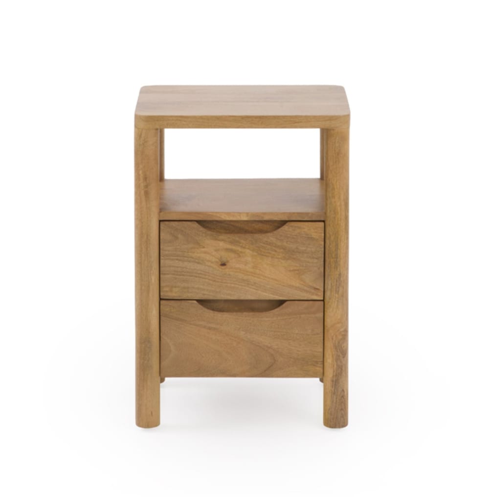 Table de chevet 2 tiroirs en bois massif de manguier