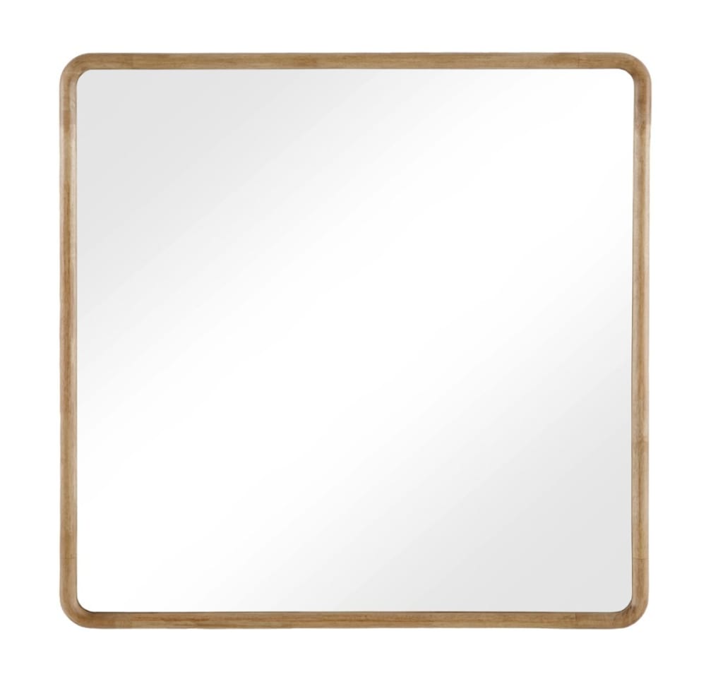 Miroir carré 120 x 120 cm avec cadre en bois d'hévéa