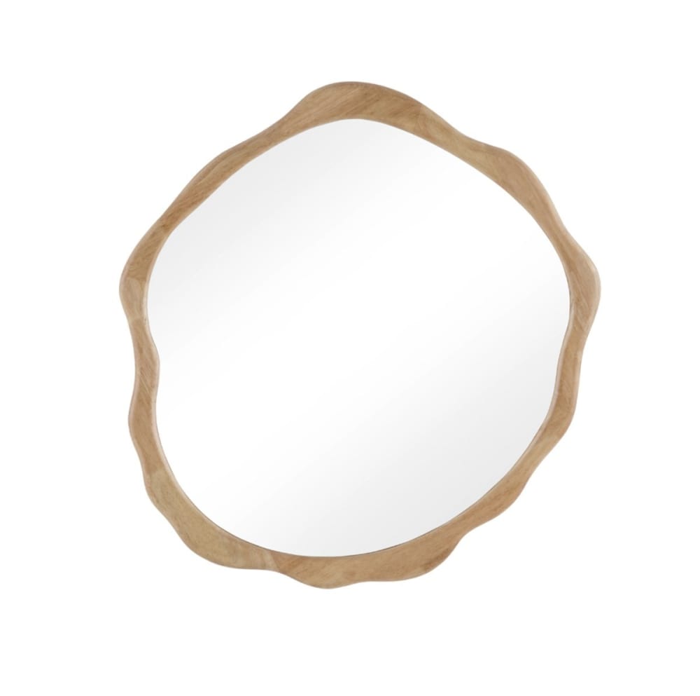 Miroir irrégulier 91 x 100 cm avec cadre en bois d'hévéa