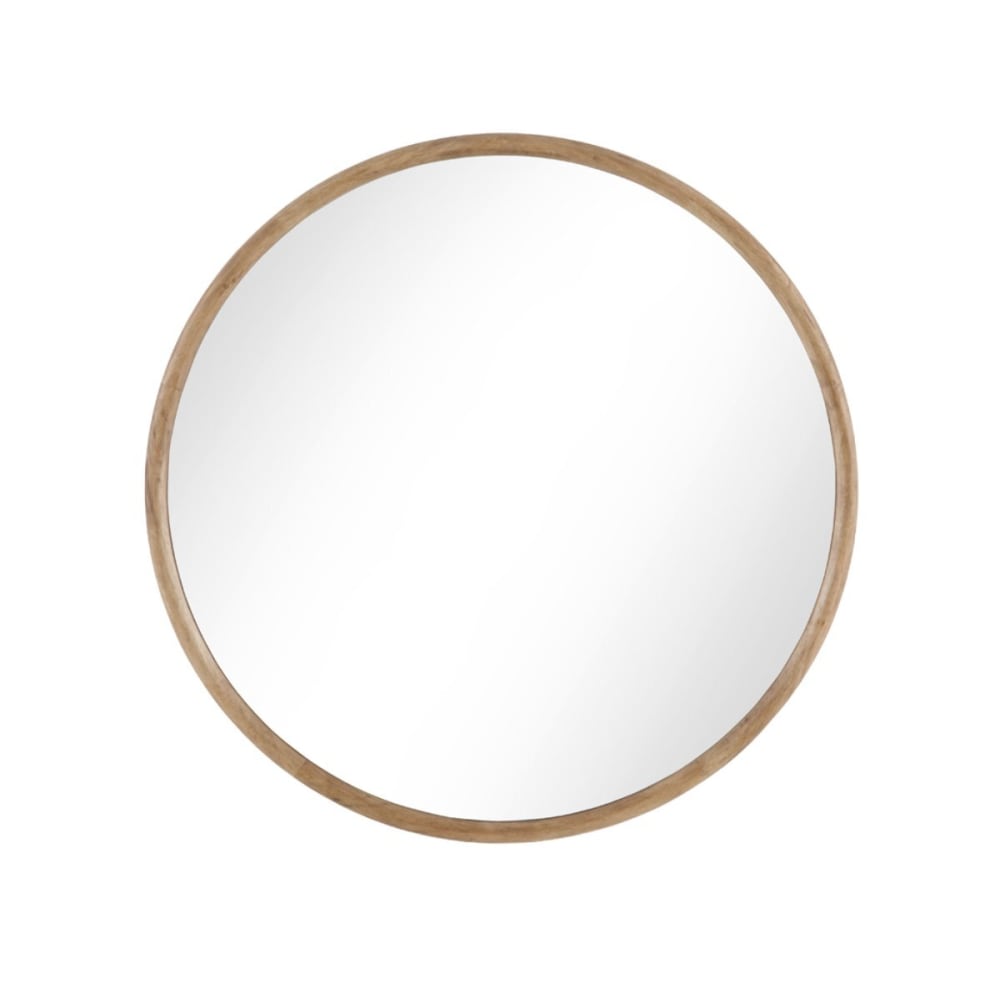 Miroir rond de 100 cm de diamètre avec cadre en bois d'hévéa