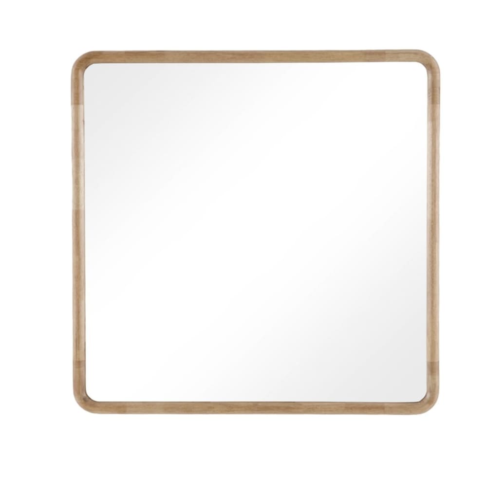 Miroir carré 100 x 100 cm avec cadre en bois d'hévéa