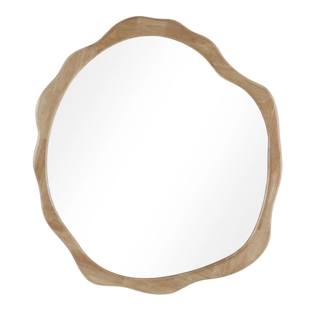 Miroir de forme irrégulière 111 x 120 cm avec cadre en bois d'hévéa